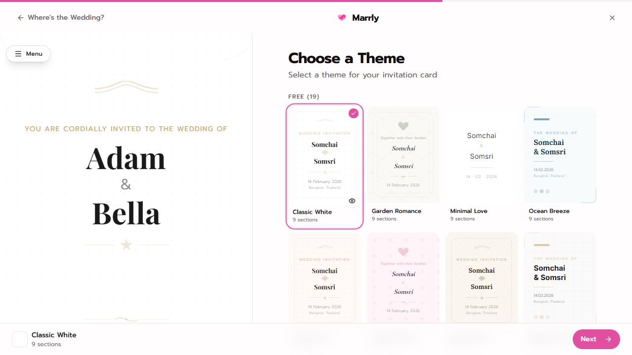 Marrly card creation wizard