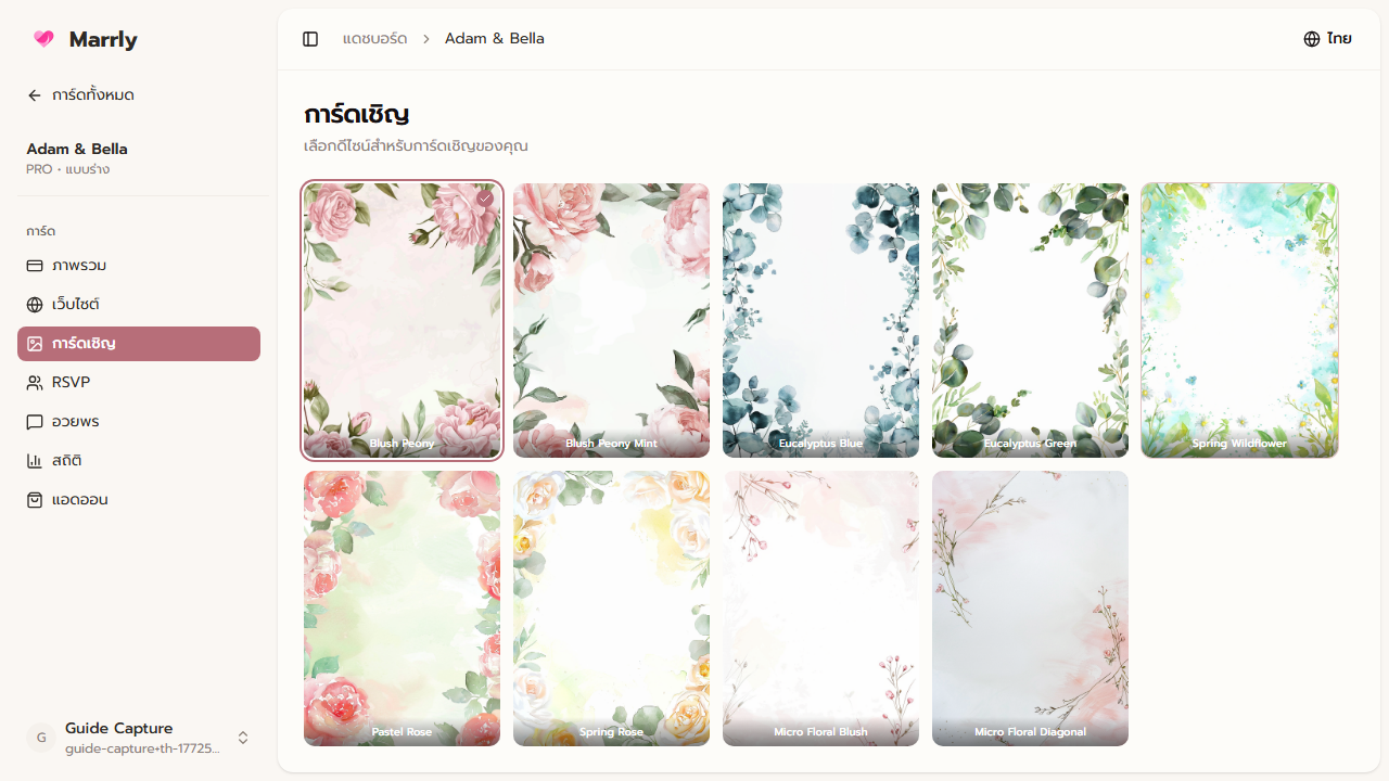 หน้า Flat Cards ใน Dashboard ของ Marrly